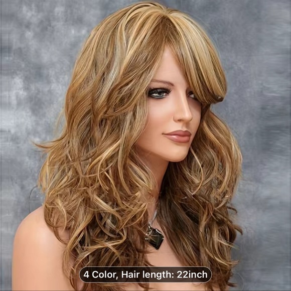 1pc 22 inch deep wave synthetic fiber hair wig mixed color - Picture 2 of 3